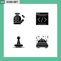 Modern Set of 4 Solid Glyphs Pictograph of medical approval business office legal Editable Vector Design Elements