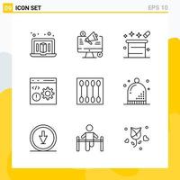 colección de 9 iconos de línea universal conjunto de iconos para web y móvil vector