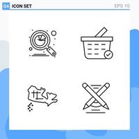 Modern 4 Line style icons Outline Symbols for general use Creative Line Icon Sign Isolated on White Background 4 Icons Pack vector