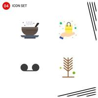 4 User Interface Flat Icon Pack of modern Signs and Symbols of soup mail tea presentation voice Editable Vector Design Elements