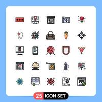 Universal Icon Symbols Group of 25 Modern Filled line Flat Colors of red download lcd server data Editable Vector Design Elements