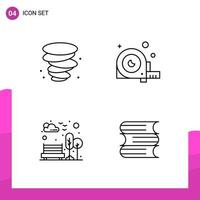 Outline Icon set Pack of 4 Line Icons isolated on White Background for responsive Website Design Print and Mobile Applications vector