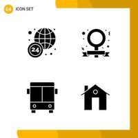 4 Icon Set Solid Style Icon Pack Glyph Symbols isolated on White Backgound for Responsive Website Designing vector