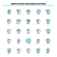 25 procesos mentales y características humanas conjunto de iconos negros y azules diseño de iconos creativos y plantilla de logotipo vector