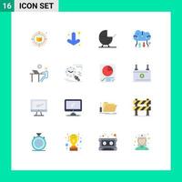 Group of 16 Modern Flat Colors Set for job online storage buggy online backup cloud computing Editable Pack of Creative Vector Design Elements