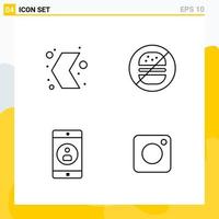 Collection of 4 Universal Line Icons Icon Set for Web and Mobile vector