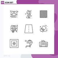 Group of 9 Modern Outlines Set for bag wall rose tiles square Editable Vector Design Elements