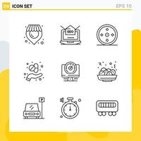 Collection of 9 Universal Line Icons Icon Set for Web and Mobile vector