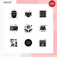 9 Universal Solid Glyph Signs Symbols of economic radiator document hardware computer Editable Vector Design Elements