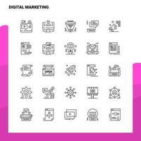 conjunto de iconos de línea de marketing digital conjunto de 25 iconos diseño de estilo minimalista vectorial conjunto de iconos negros paquete de pictogramas lineales vector