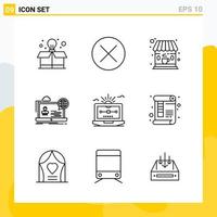 Collection of 9 Universal Line Icons Icon Set for Web and Mobile vector