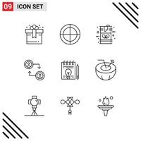 9 iconos creativos signos y símbolos modernos de bulb business eco swap cuenta elementos de diseño vectorial editables vector