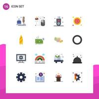 16 iconos creativos signos y símbolos modernos de recreación reloj rejilla reloj palo paquete editable de elementos creativos de diseño de vectores
