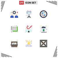 Stock Vector Icon Pack of 9 Line Signs and Symbols for beach house connected home architect Editable Vector Design Elements