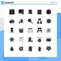 Modern Set of 25 Solid Glyphs and symbols such as coffee finance contract coin heart Editable Vector Design Elements