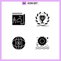 4 Icons in Solid Style Glyph Symbols on White Background Creative Vector Signs for Web mobile and Print