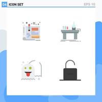 Pack of 4 Modern Flat Icons Signs and Symbols for Web Print Media such as blueprint production sketch chemistry game Editable Vector Design Elements