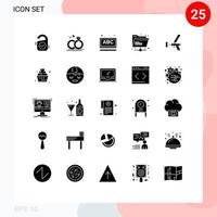 Mobile Interface Solid Glyph Set of 25 Pictograms of building shared abc network folder Editable Vector Design Elements