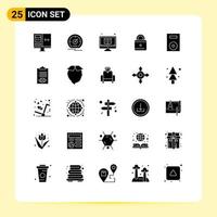 Solid Glyph Pack of 25 Universal Symbols of security education speed monitor study Editable Vector Design Elements