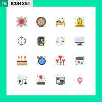 16 Thematic Vector Flat Colors and Editable Symbols of oil purchases desk gift workplace Editable Pack of Creative Vector Design Elements