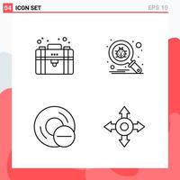 Collection of 4 Vector Icons in Line style Modern Outline Symbols for Web and Mobile Line Icon Sign Isolated on White Background 4 Icons