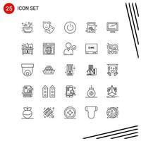 Universal Icon Symbols Group of 25 Modern Lines of computer chart interface calculate user Editable Vector Design Elements
