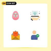 Pictogram Set of 4 Simple Flat Icons of egg jam flower diamond advertising Editable Vector Design Elements