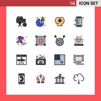 conjunto de pictogramas de 16 líneas llenas de colores planos simples de lista portapapeles gestión de lista de verificación de beneficios elementos de diseño de vectores creativos editables