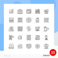 Modern Set of 25 Lines Pictograph of china dollar business bulb online monitor Editable Vector Design Elements