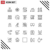 25 User Interface Line Pack of modern Signs and Symbols of cleaner vehicle diet transportation bike Editable Vector Design Elements