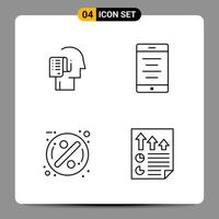 4 Black Icon Pack Outline Symbols Signs for Responsive designs on white background 4 Icons Set vector