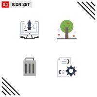 grupo de 4 iconos planos modernos establecidos para el software de interfaz de lápiz elementos de diseño vectorial editables por el usuario de verano vector