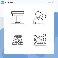 Pictogram Set of 4 Simple Filledline Flat Colors of chair business interior search dialog Editable Vector Design Elements