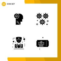 4 Icon Set Solid Style Icon Pack Glyph Symbols isolated on White Backgound for Responsive Website Designing vector