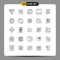 Group of 25 Modern Lines Set for capsule gadget box devices card Editable Vector Design Elements