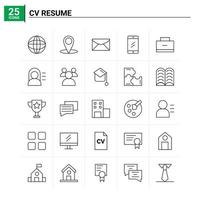 25 CV Resume icon set vector background