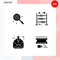 Vector Pack of 4 Icons in Solid Style Creative Glyph Pack isolated on White Background for Web and Mobile