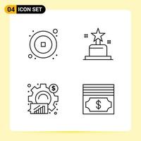 4 iconos creativos para el diseño moderno de sitios web y aplicaciones móviles receptivas 4 símbolos de contorno signos sobre fondo blanco paquete de 4 iconos vector