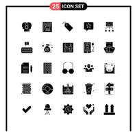 Universal Icon Symbols Group of 25 Modern Solid Glyphs of chart network tag star favorite Editable Vector Design Elements