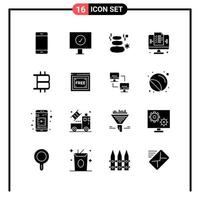 Set of 16 Solid Style Icons for web and mobile Glyph Symbols for print Solid Icon Signs Isolated on White Background 16 Icon Set vector