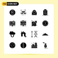 Stock Vector Icon Pack of 16 Line Signs and Symbols for computer travel travel bag letter Editable Vector Design Elements