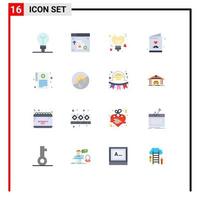 Set of 16 Modern UI Icons Symbols Signs for report medication stars medical report fathers day Editable Pack of Creative Vector Design Elements