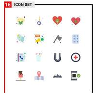 16 Creative Icons Modern Signs and Symbols of advertising event earth balloon heart Editable Pack of Creative Vector Design Elements