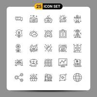 Modern Set of 25 Lines Pictograph of flag xbox image video game Editable Vector Design Elements