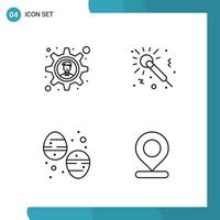 Vector Pack of 4 Outline Symbols Line Style Icon Set on White Background for Web and Mobile