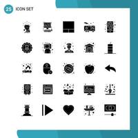 25 Universal Solid Glyphs Set for Web and Mobile Applications phone map editing transportation fire Editable Vector Design Elements