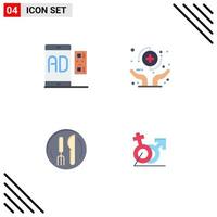 4 iconos planos universales establecidos para aplicaciones web y móviles y proteger el mensaje del servicio de salud elementos de diseño vectorial editables vector