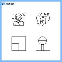 4 Icons Line style Creative Outline Symbols Black Line Icon Sign Isolated on White Background vector