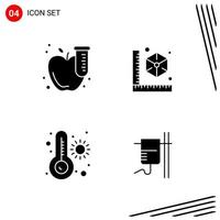 Collection of 4 Vector Icons in solid style Pixle Perfect Glyph Symbols for Web and Mobile Solid Icon Signs on White Background 4 Icons