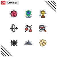 Universal Icon Symbols Group of 9 Modern Filledline Flat Colors of search fruit cup summer traffic Editable Vector Design Elements